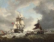 George Webster A '74' shortening sail as she passes through the entrance to Portsmouth harbour oil painting on canvas